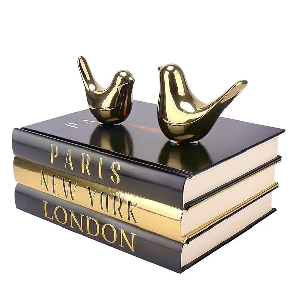 Stacked Decorative Books with Gold Accents