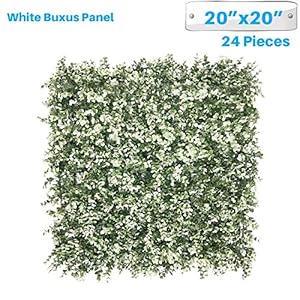 Patio Paradise 20"x20" (6PC) Artificial Grass Wall Panels Greenery Backdrop Faux Boxwood Hedge Fake Ivy Privacy Screen for Outdoor Wedding Décor Photography Background, White Buxus Patio Paradise 20×20 6PC Artificial Grass Wall Panels Greenery Backdrop Faux Boxwood Hedge Fake Ivy Privacy Screen for Outdoor Wedding Decor Photography Background White Buxus