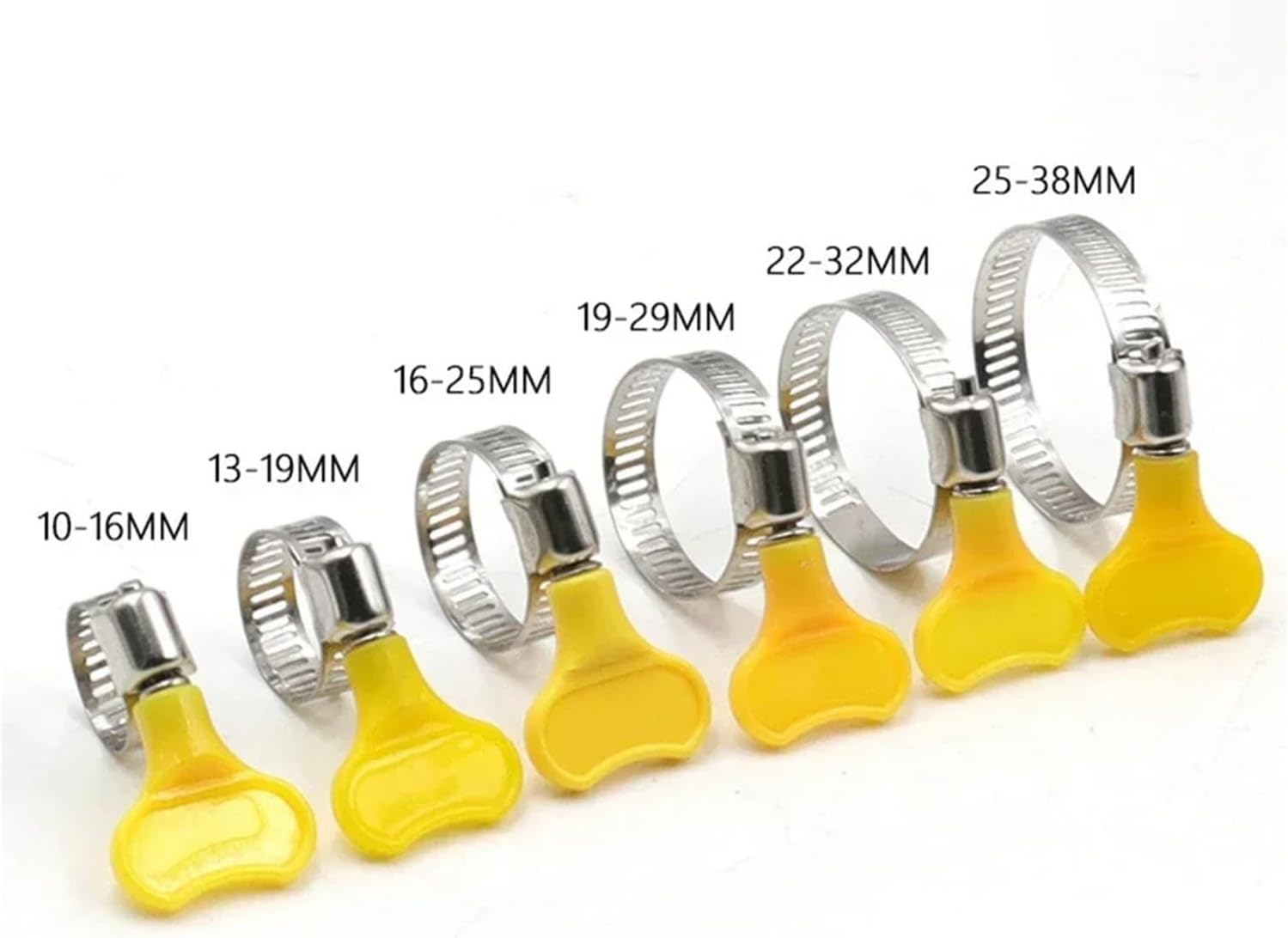 5pcs Stainless Steel Hose Clamps Pipe Clip Adjustable 10-16mm 13-19mm 16-25mm 19-29mm 22-32mm 25-38mm Worm Size Hand Tools(25-38mm)