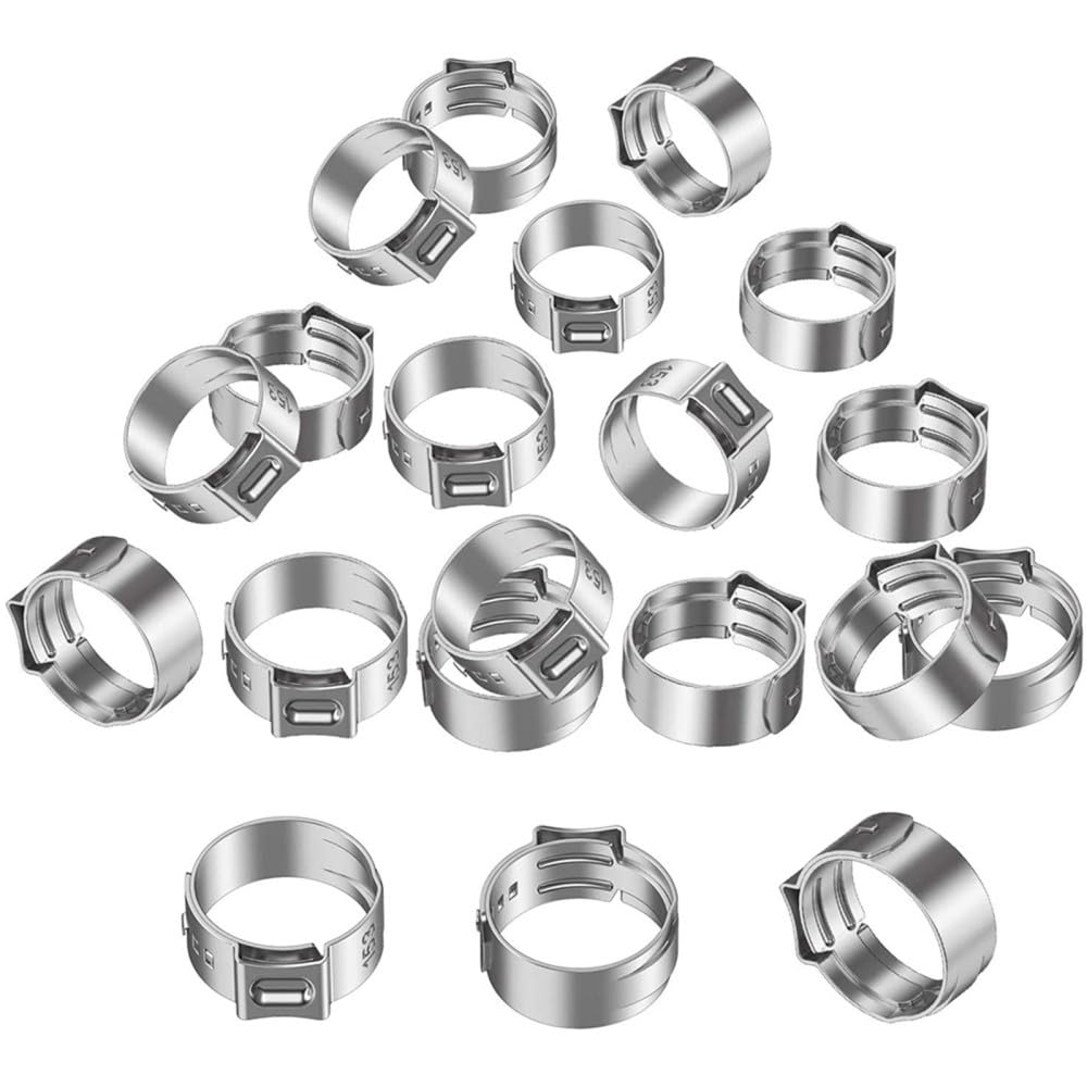 Collier de Serrage en Acier Inoxydable, Lot de 10 Colliers de Serrage à Oreille Unique en Acier Inoxydable 304, 6,5 mm à 50 mm(20.9 24.1mm)
