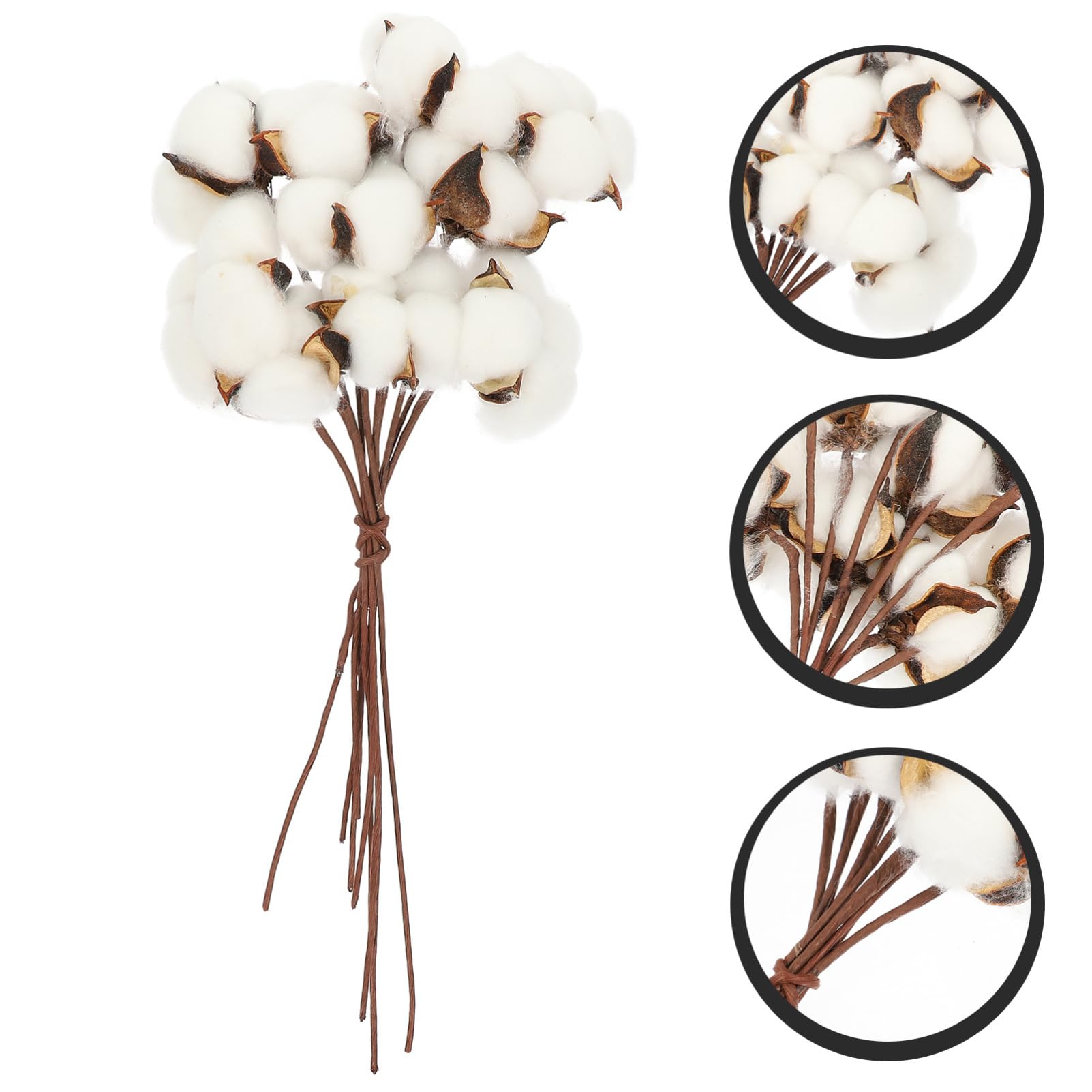Cabilock 5 Ensembles Bouquet Coton Sec Fausses Fleurs en Mousse Tiges De Coton Séchées Fleur De Remplissage D'affichage Tiges Séchées Branche De Coton Coton Naturel