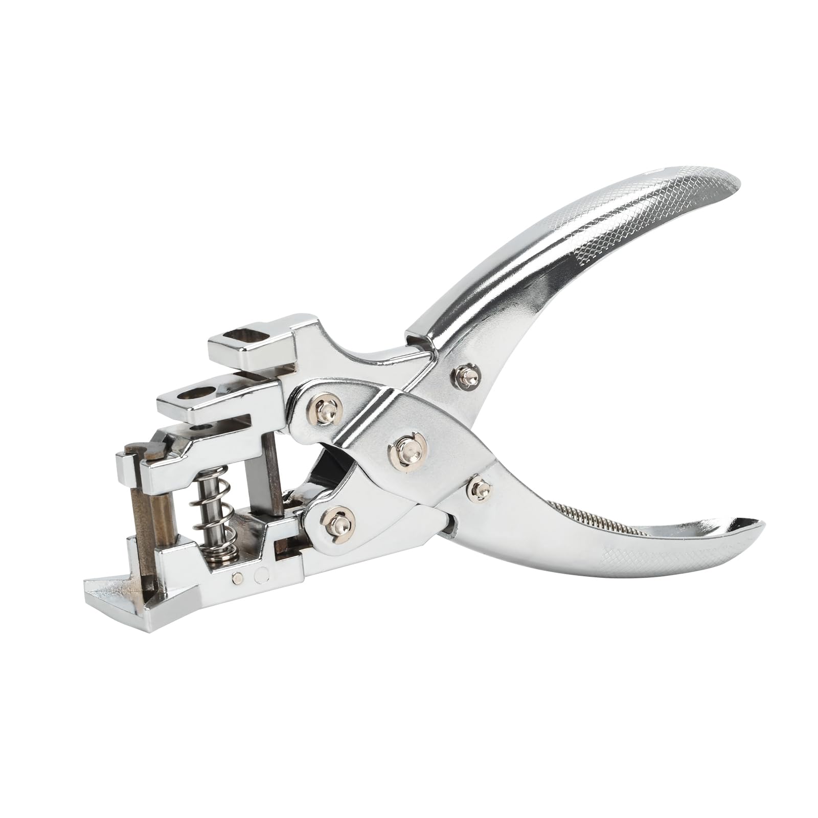 Heavy Duty Handheld Hole Punch for ID Cards, Plastic, PVC, Cardstock, Cardboard, Zinc Alloy Construction, Sharp Blade Edge, Spring Action (3 in 1)