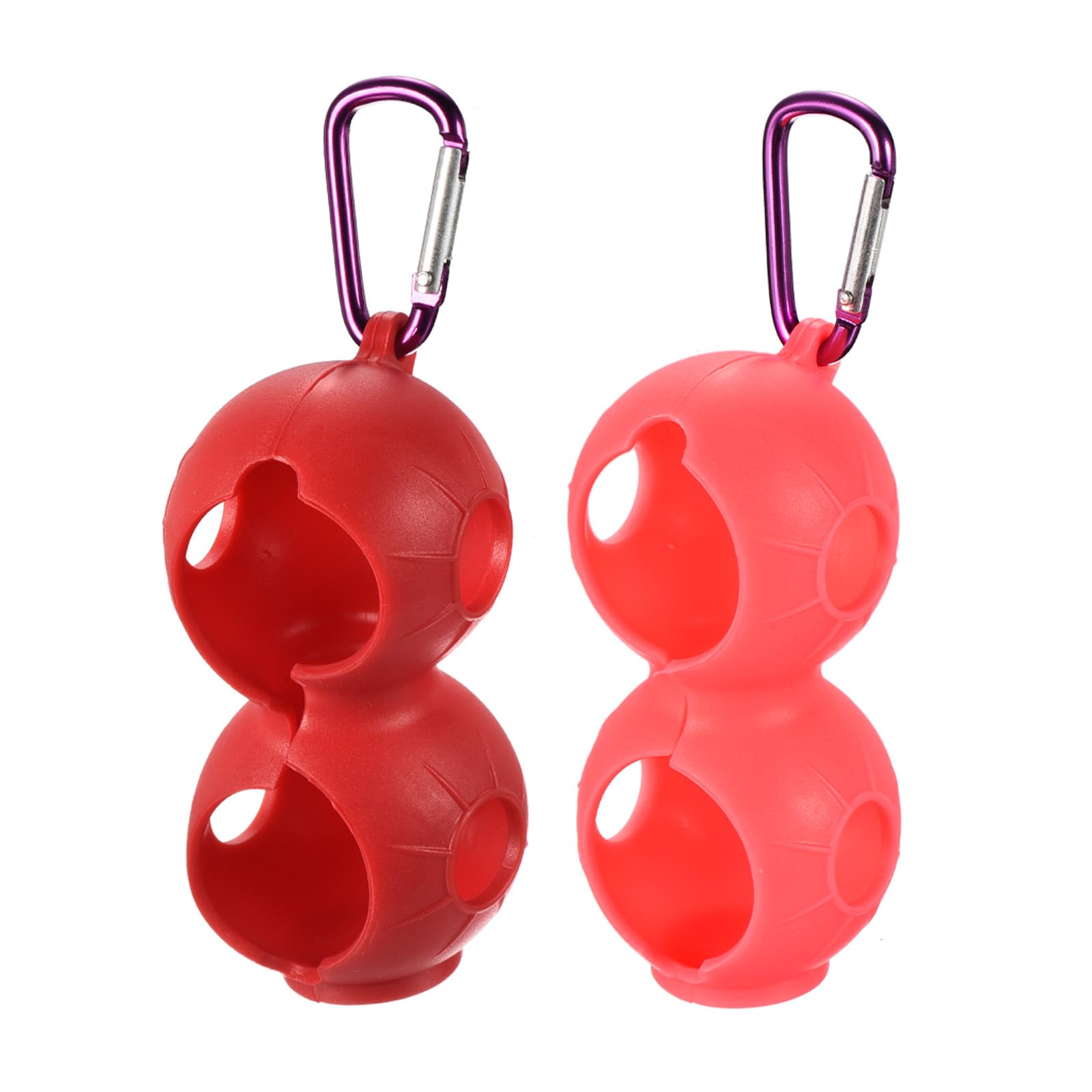 PATIKIL Golf Ball Holder, 2 Pack Silicone 2 Balls Carrier Protective Portable Sleeve with Buckle for Golf Bag Belt Red, Pink