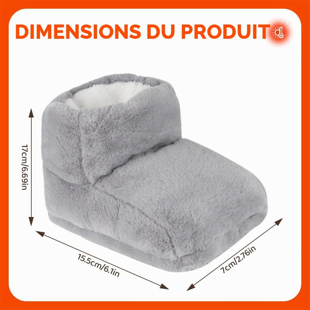 Chauffe-Pieds, Chauffe Pied Non Électrique, 2 in 1 Chauffe-Pieds Peluche avec 1L Bouillottes, Bottes Chauffants, Super Doux et Chaud, 30x25cm Chausson Chauffant pour Femme Homme (Gris)