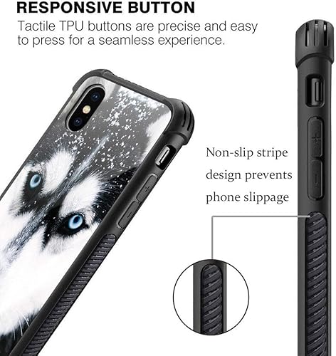 Miniatura 4 de CARLOCA Funda compatible con iPhone XR, compatible con iPhone XR, bozal para perro Husky, diseño de patrón de ojos azules, a prueba de golpes, funda