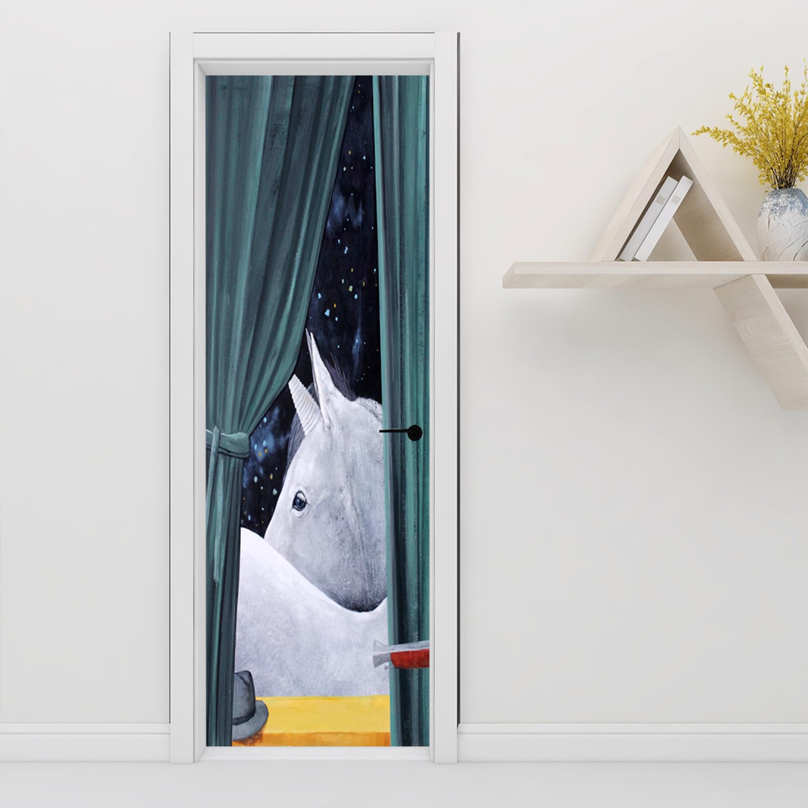 Murales Per Porte Con Foto 3D Animale Cavallo Bianco 100 X 215 Cm Adesivo Per Porte Carta Da Parati Decalcomania Autoadesiva Rimovibile Adesivo Murale Per La Decorazione Domestica Poster Per Porta De