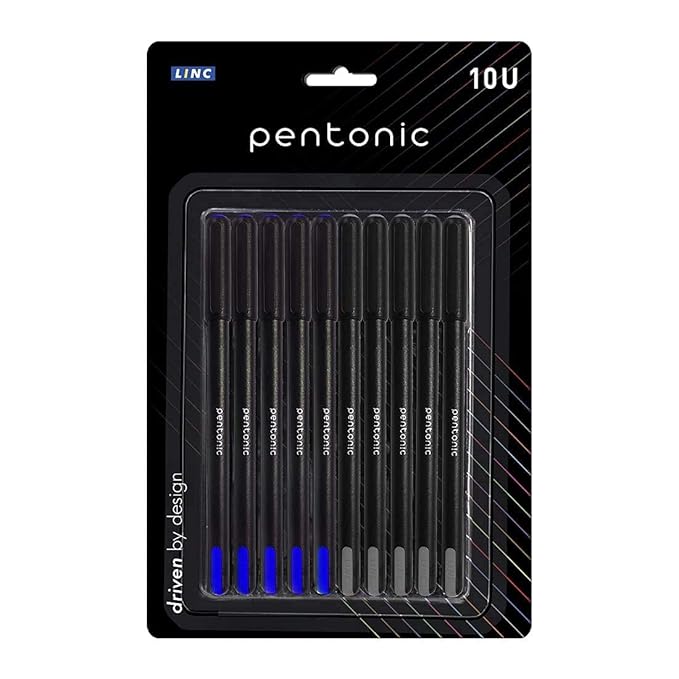 Pentonic 0.7mm Ball Point Pen Blister Pack Black Body Black & Blue