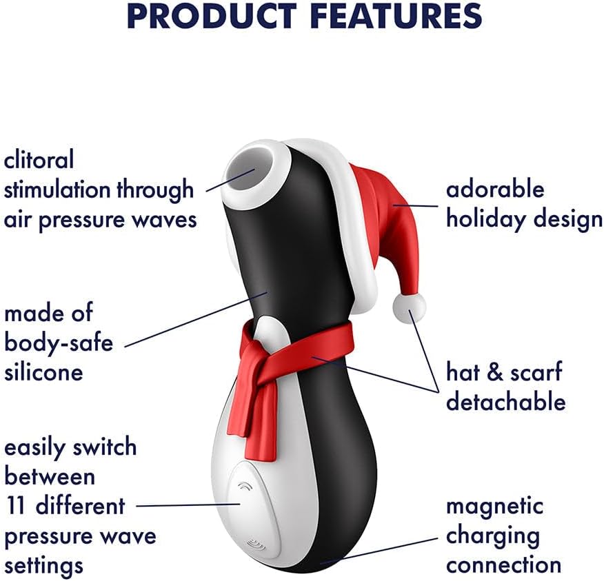 Satisfyer Penguin Holiday Edition Vibrator Sex Toy | Adult Toys for Women | Suction Clitoral Stimulation Vibrator | Vibrating Sexual Pleasure Device | Stimulation Vibrators | Female Wellness Tools |