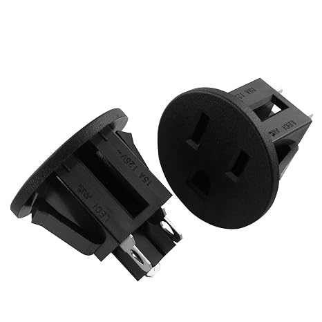 2pcs US Type Industrial Plug Panel Mount Outlet Power Socket UL Certification Three-core Copper Foot AC Power Socket American Plug Panel Mount Socket