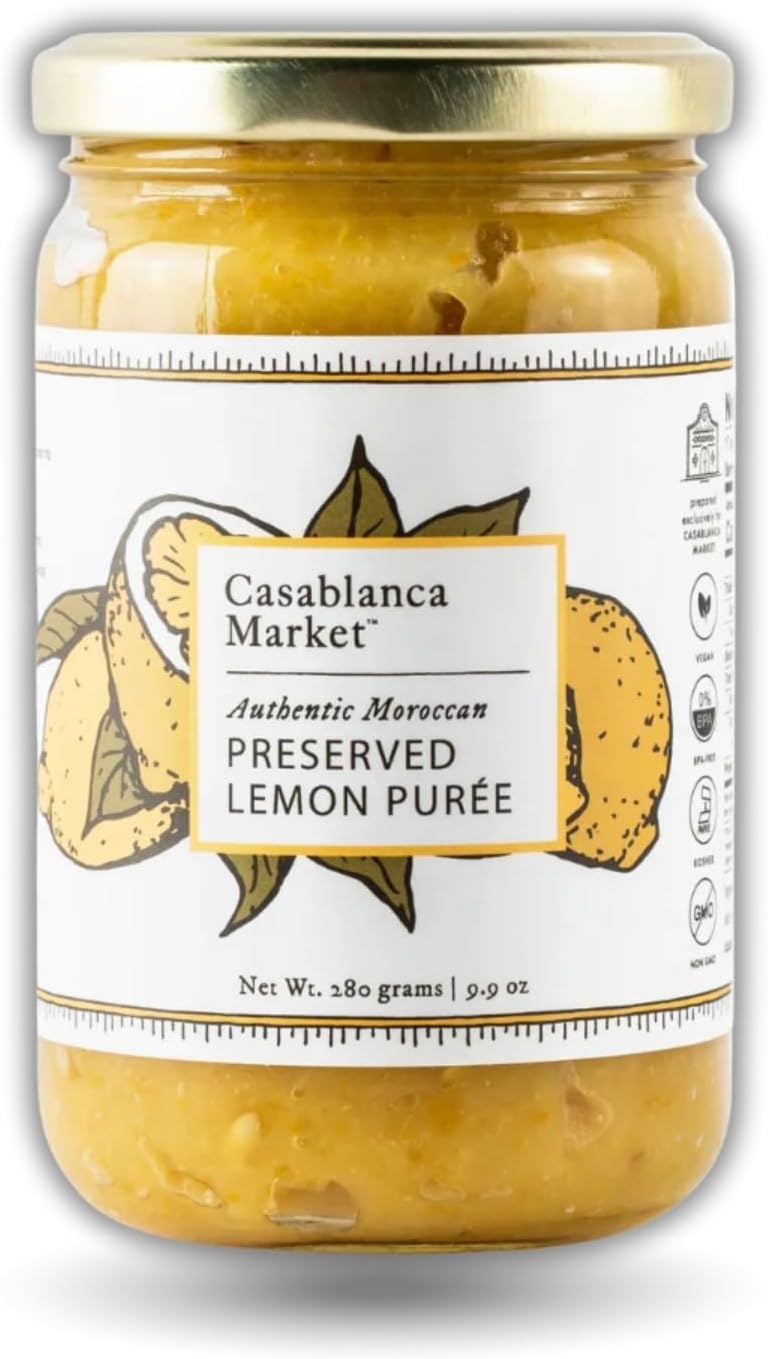 Preserved Lemon Puree All Natural Beldi Moroccan Preserved Lemon Paste Gluten Free Non GMO Vegan Plant Based - No Preservatives or Added Sugars (eBook Included)