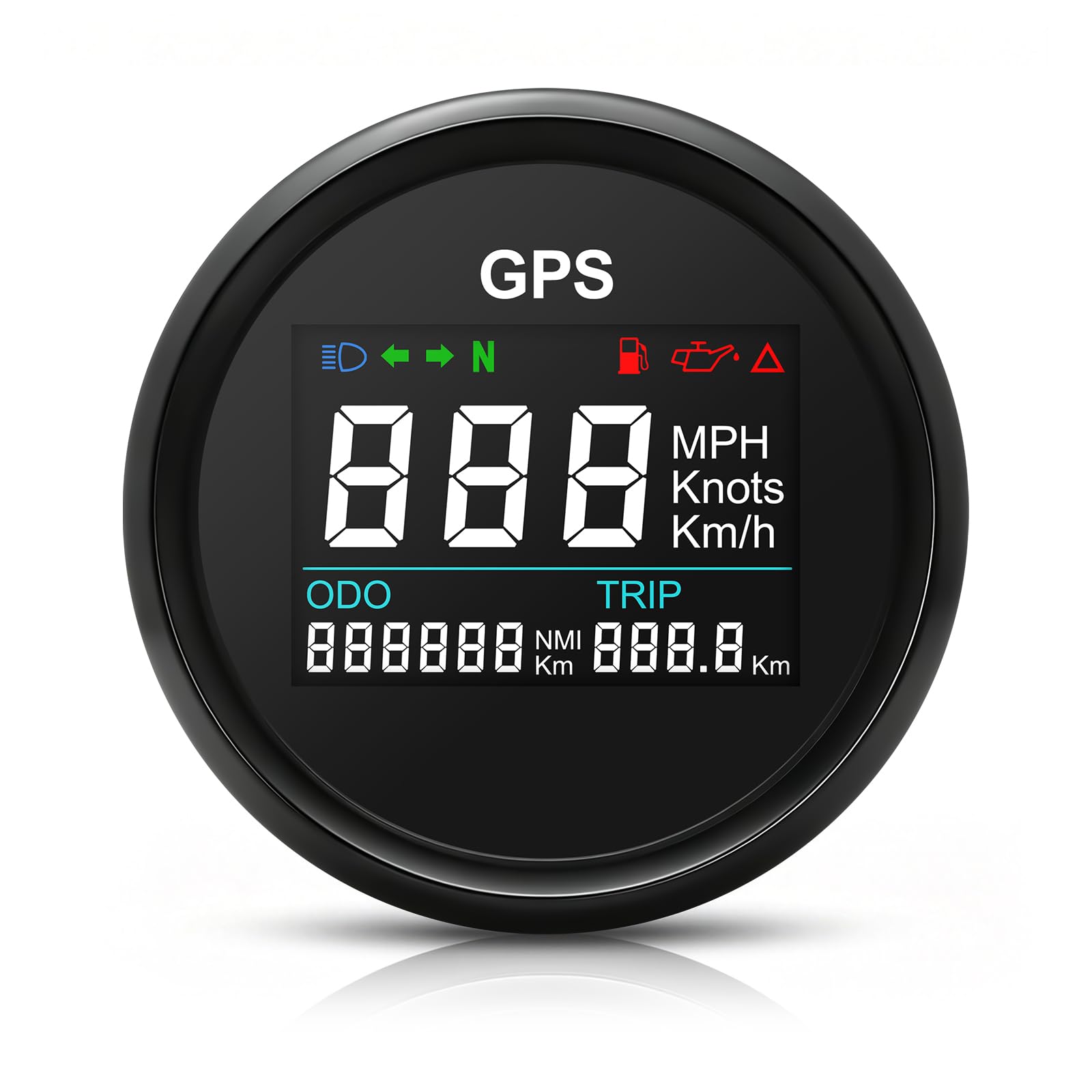 Geloo Contachilometri Tachimetro GPS, indicatore di velocità regolabile digitale impermeabile da 52 mm per camion moto barca auto (Nero)