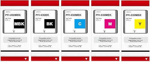 Cartucho de tinta PFI-030 PFI030 de alto rendimiento, juego de 1.9 fl oz compatible con PFI-030MBK PFI-030BK PFI-030C PFI-030M PFI-030Y Reemplazo