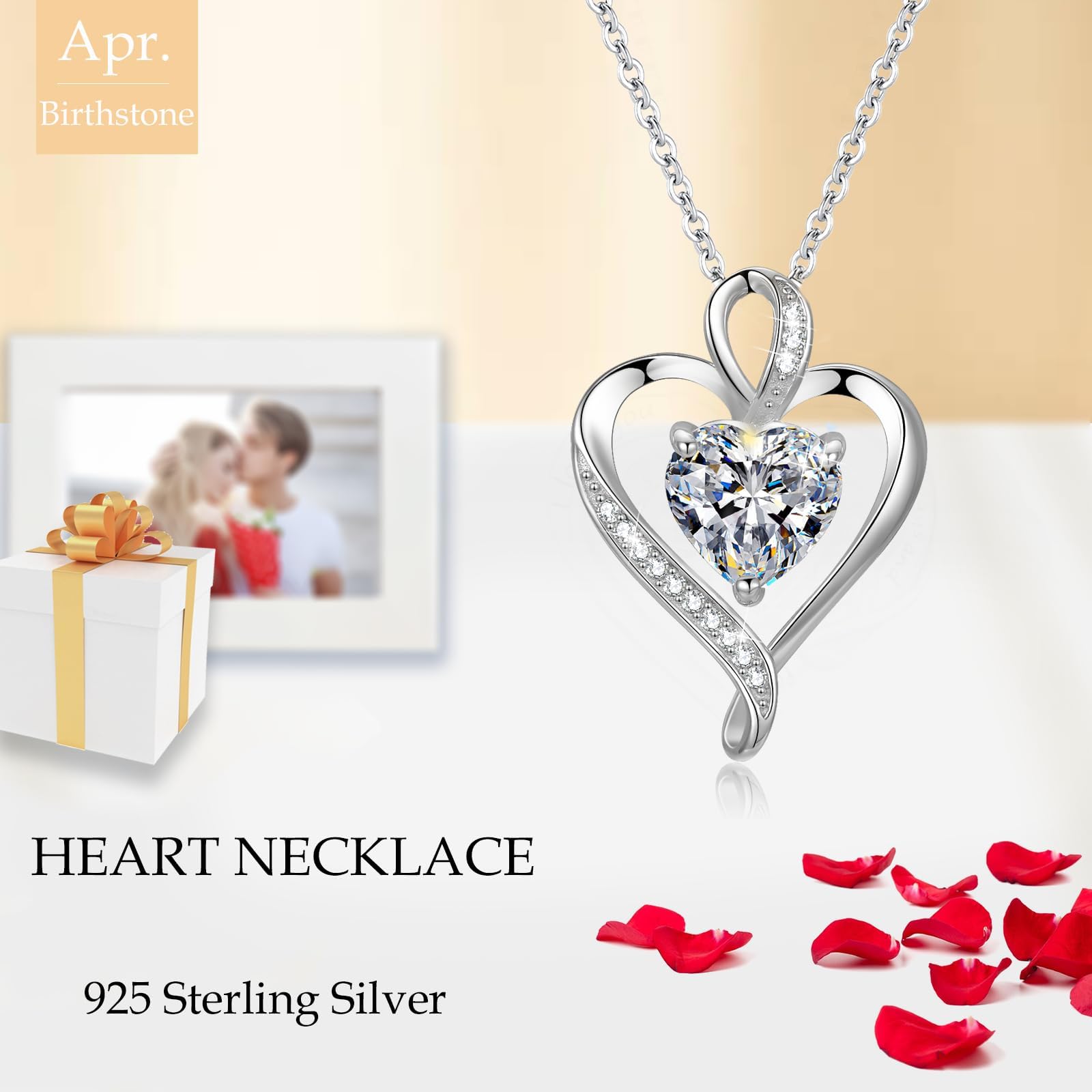 LAVUMO Collana Donna Cuore Argento Sterling 925 Originale Gioielli Regalo per Lei Amiche Moglie Mamma Fidanzata Compleanno San Valentino Natale Anniversario Festa Della Mamma Donna Regalo Idea
