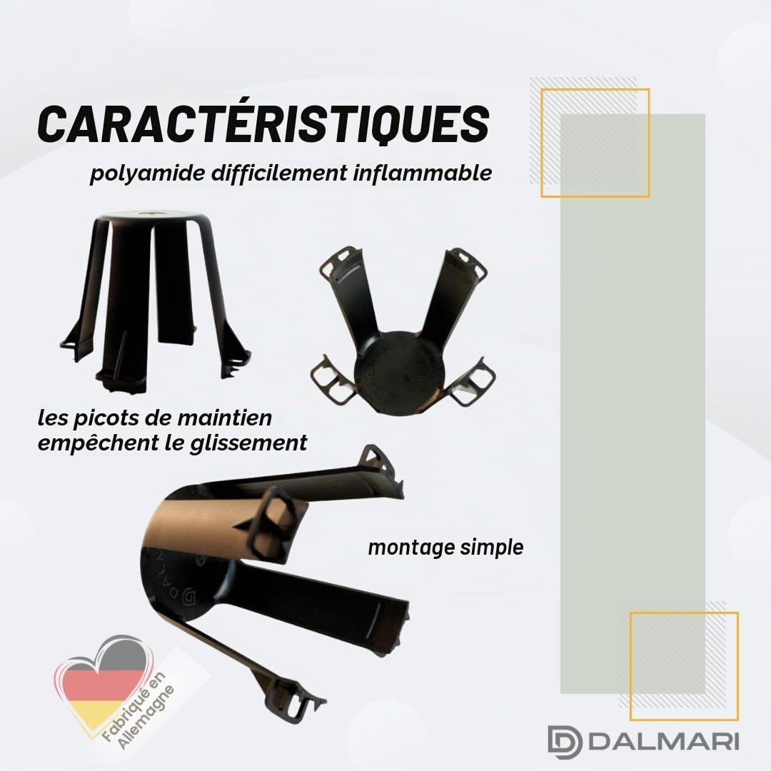 Lot de 10 entretoises pour spots LED halogènes encastrables, protection contre la chaleur pour spots encastrables, noir, 62-90 mm