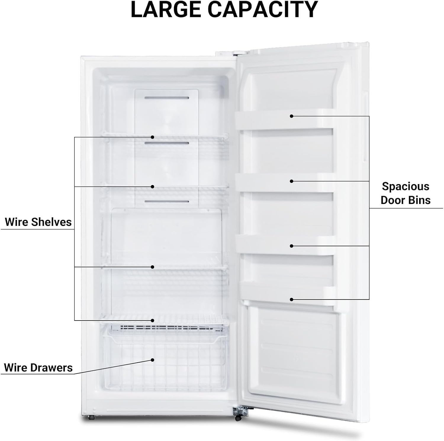 Smad Upright Freezer 13.8 Cu Ft, Frost Free Stand Up Freezer, Convertible Fridge/Freezer, Freestanding, White