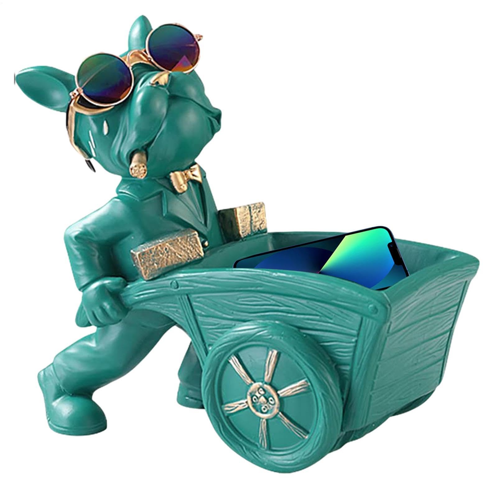 Bol à bonbons pour chien créatif : figurine décorative en résine avec chariot de table d'entrée