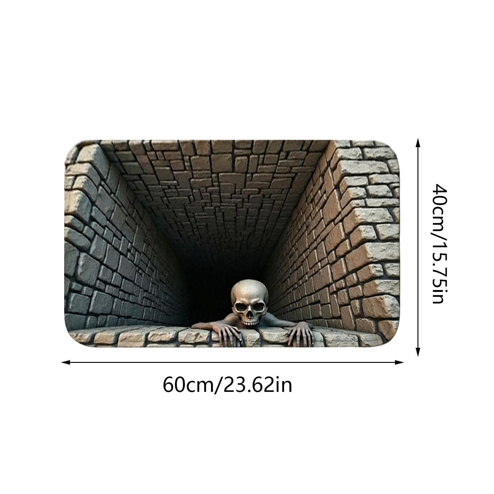 Illusion - Tappeto decorativo rettangolare 3D con fori | Zerbino antiscivolo per Halloween, per casa, soggiorno, vacanze, bagno, vasca da bagno, ingresso
