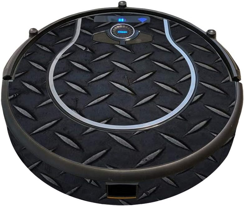 MightySkins Skin Compatible with Shark Ion Robot 750 Vacuum Minimal Coverage - Black Diamond Plate | Protective, Durable, and Unique Vinyl Decal wrap Cover | Easy to Apply, Remove | Made in The USA