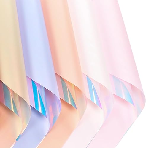 Miniatura 2 de Oakbud 20 hojas de papel de regalo de flores iridiscentes de doble cara, suministros de ramo de floristería impermeables, manualidades, embalaje de