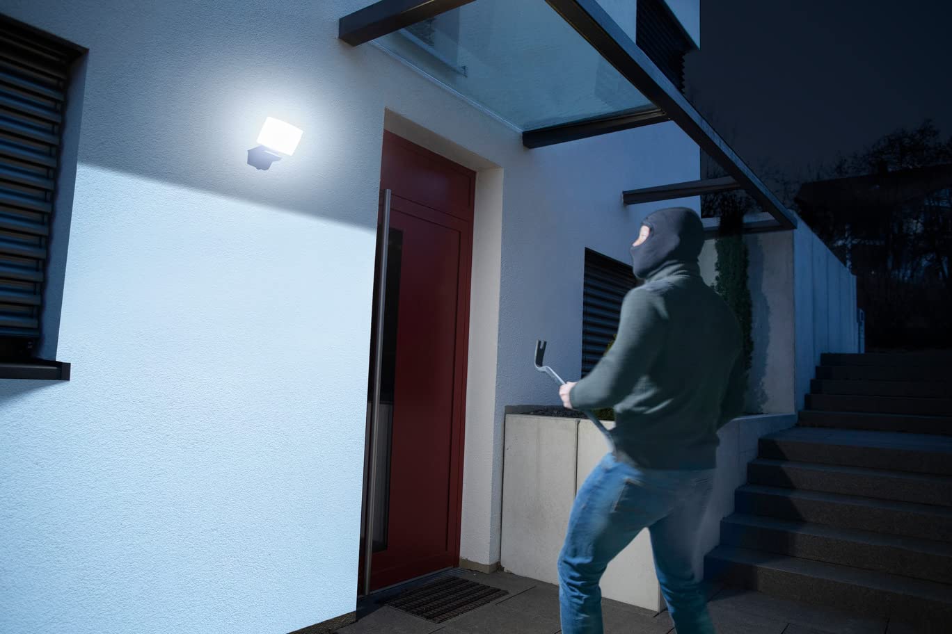 Brennenstuhl Connect WiFi Foco LED WF 2050 (20W, 2400lm, IP54, varias funciones de luz ajustables mediante app, Foco de exterior para montaje en pared)