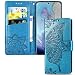 Produktbild IMEIKONST LG Q7 2018 Hülle Elegant Embossed Flower Card Holder Brieftasche PU Leder Durable Magnetic Flip Ständer Schutzhülle Handyhülle für LG Q7 2018 Butterfly Blue SD
