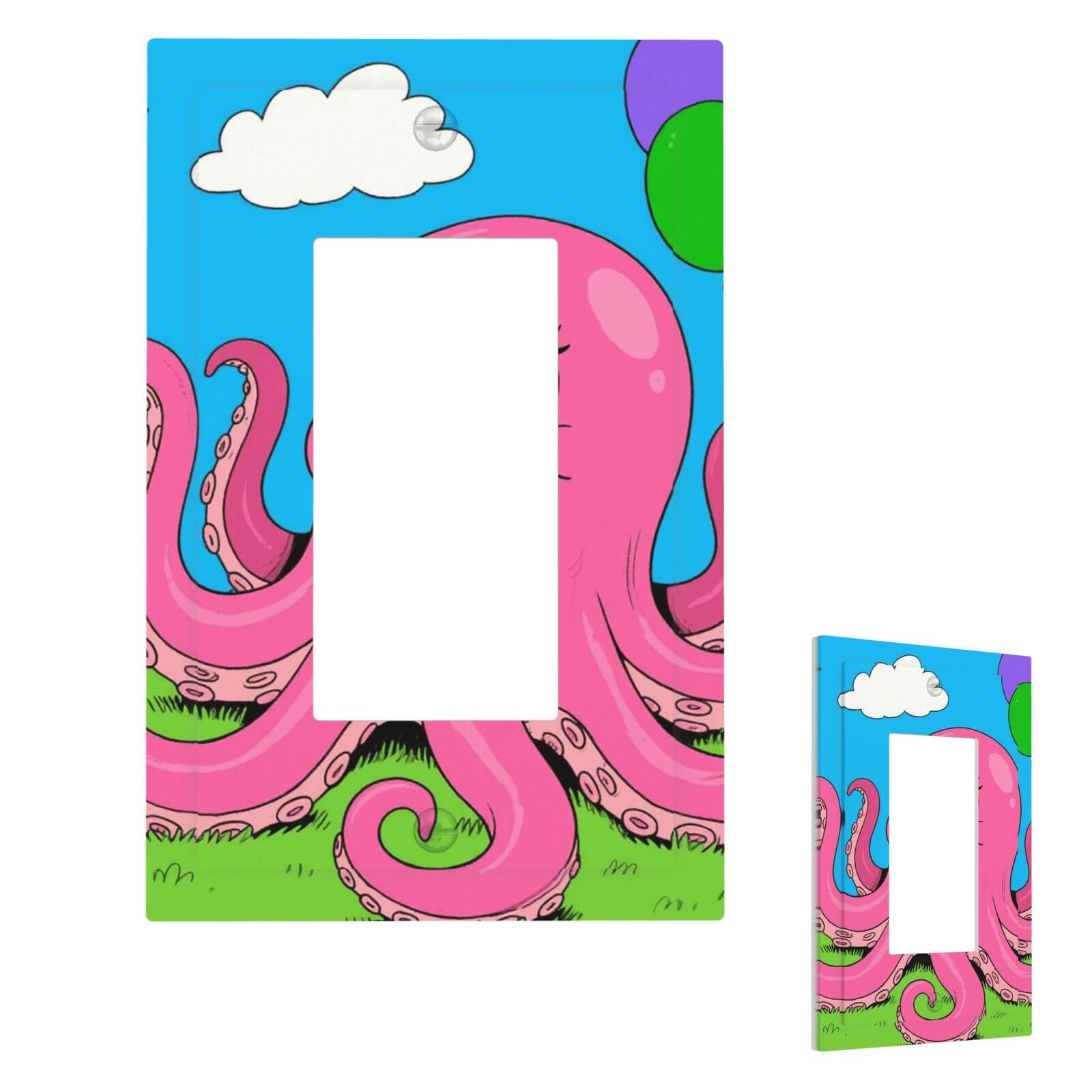 Funny Octopus Wall Plate Cover Modern Decorative 1 Gang Light Switch Cover Unbreakable Receptacle Outlet Covers For Living Room Bedroom Home Decor 1 Gang