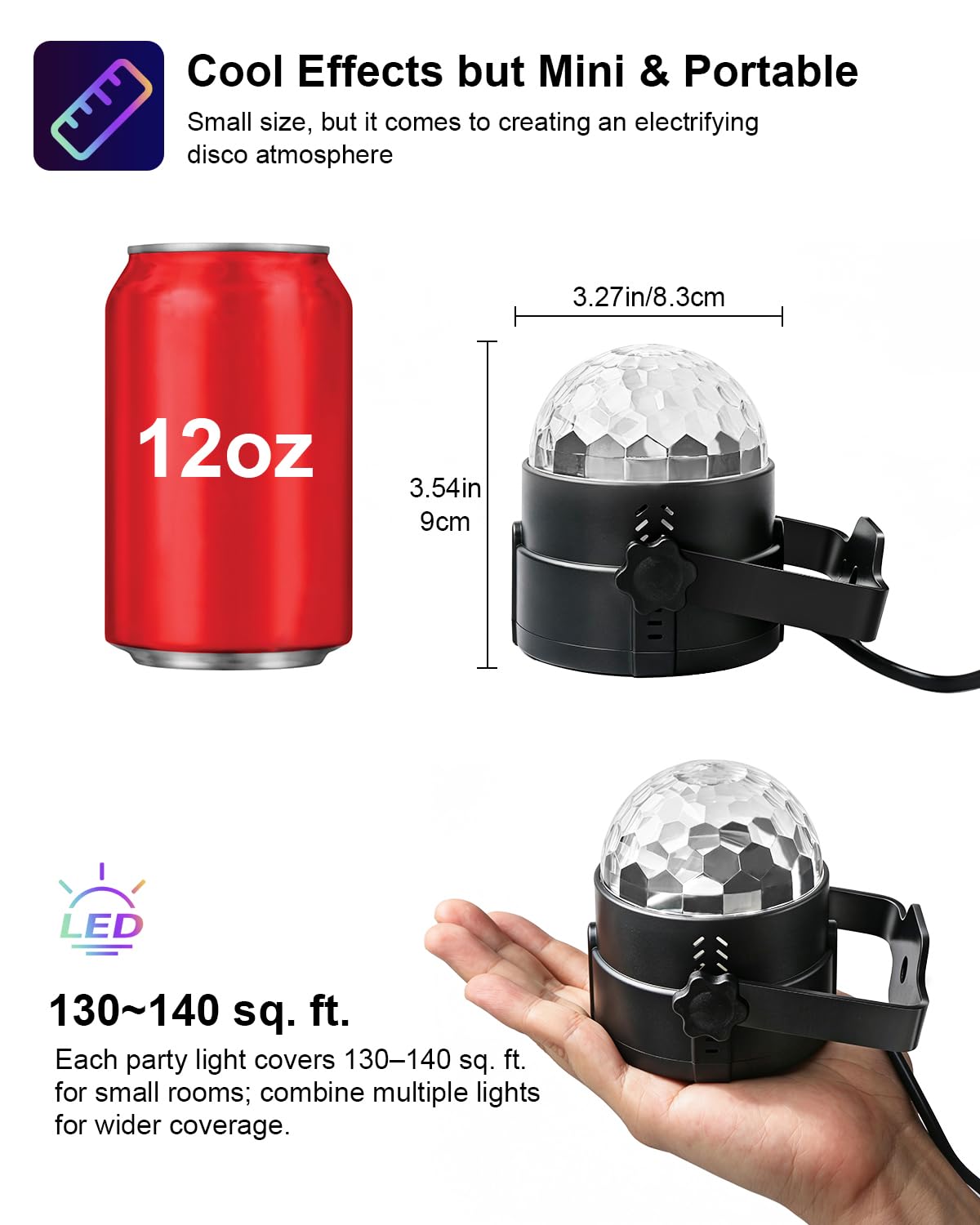 Sound Activated Disco Ball Lights - Party & Wedding Decor -3