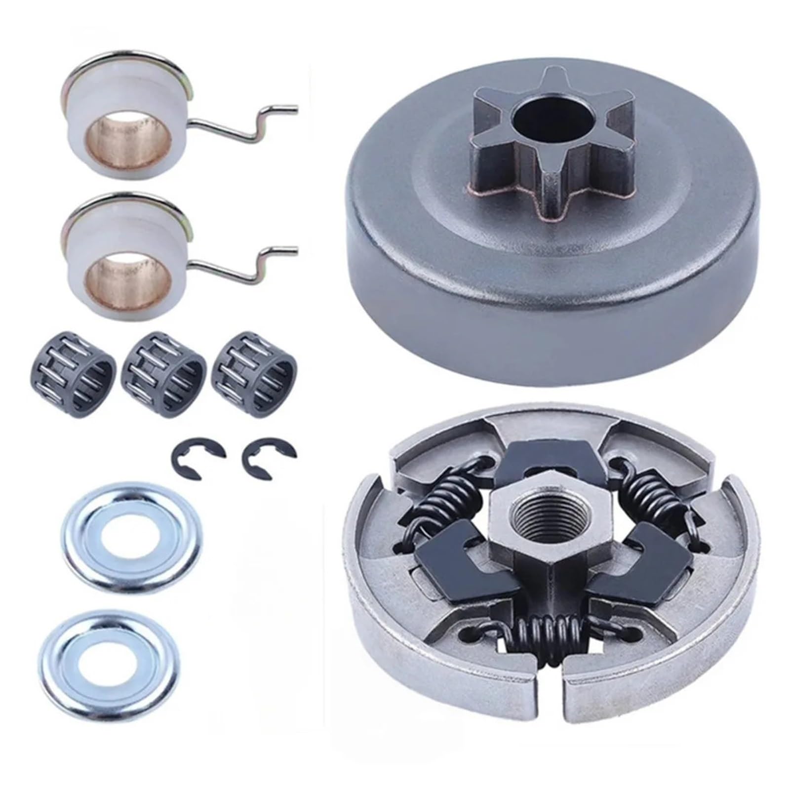 Kit de tambor embrague piñón motosierra for MS171 MS181 MS211 MS171C MS181C MS211C, piezas repuesto con arandela cojinete aguja, clip electrónico