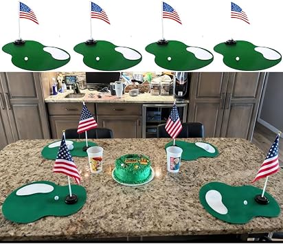 Tinideya 4 Set Golf Centerpieces Table Decorations Golf Party Supplies Including Ball Sand Trap Red Flag Plastic Flag Stand for Sport Themed Birthday Party Decor Green golf centerpieces set1
