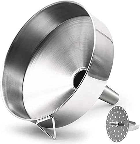 Embudo grande de acero inoxidable súper grande con coladorfiltro desmontable para aceite de cocina y líquido de transmisión y polvo, embudos de