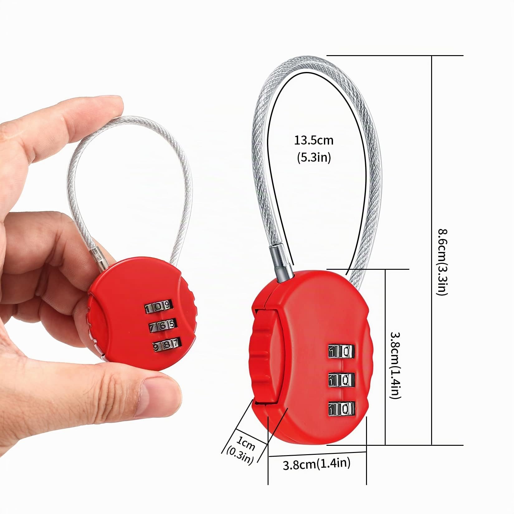 4 Piezas Candados de Combinación, Colores Candado de Alambre para Equipaje, Candados de Seguridad de Combinación de Numerico 3 Dígito para Gimnasio Maleta Equipaje, con 4 Codificadores