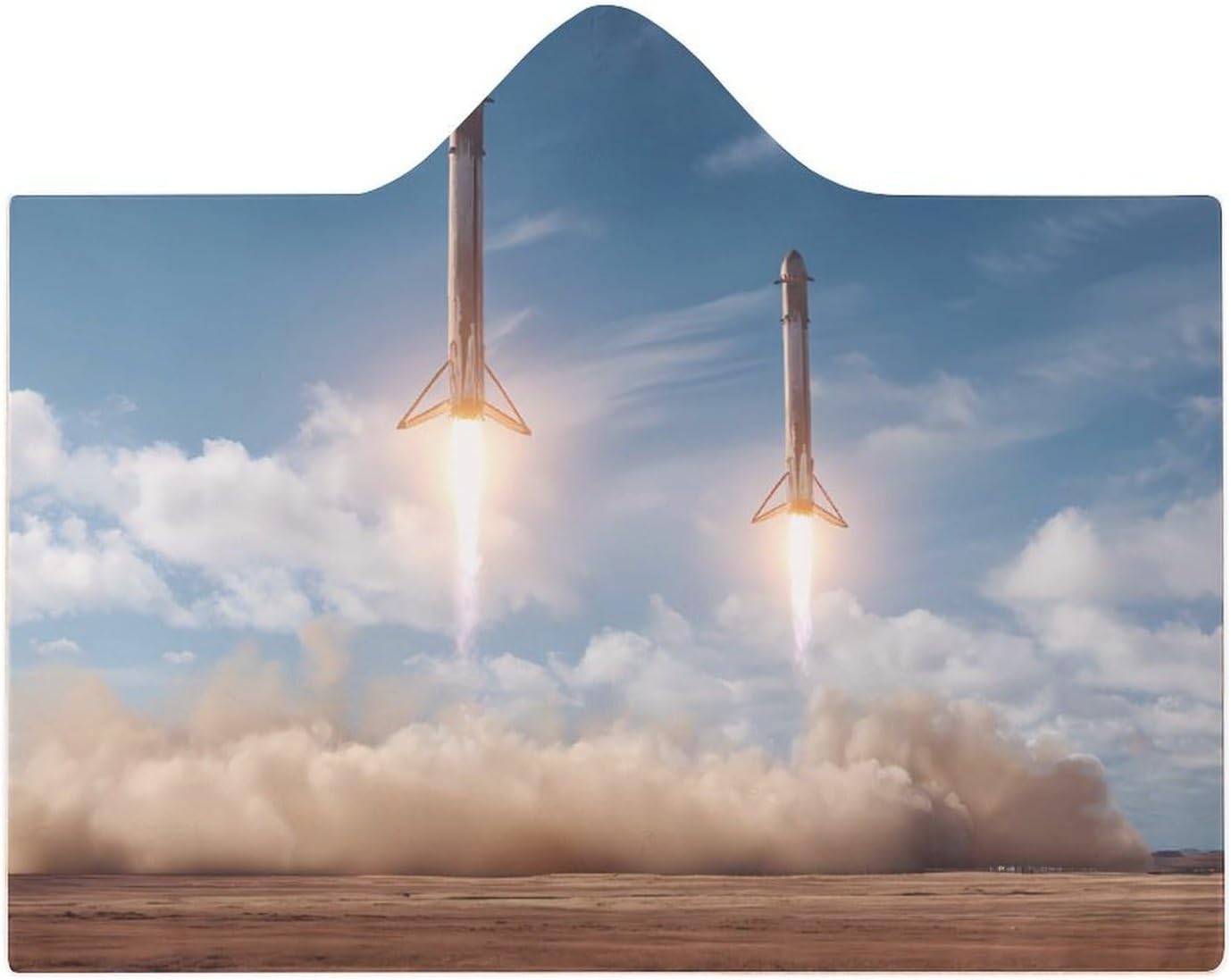 Spacees Falcon Heavy Boosters Wearable Blanket Oversized Throw Cape | Cozy Hooded Blanket Gifts for Women Men
