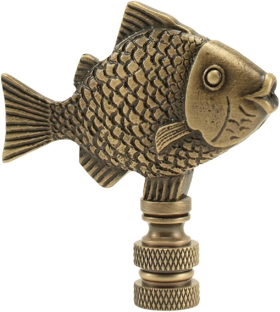 Sea Animal Lamp Finial Your Choice of Big Fish or Crab -2.25 Inches High - Antiqued finish (Big Fish)