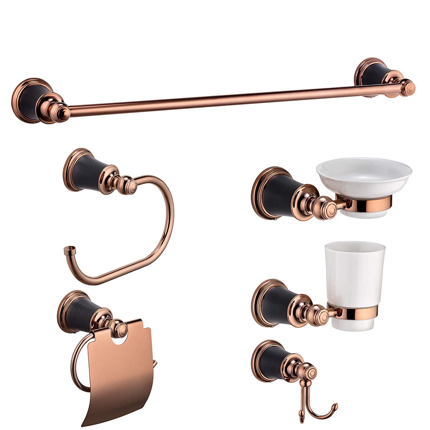 ALTON CopperBlack Brass, 6Piece Bathroom Accessories Set, (Towel Rail