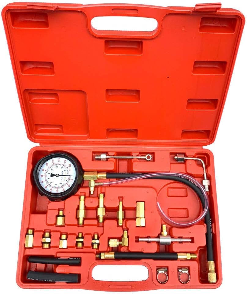 Oil Combustion Spraying Injection Gauge, Car Fuel Pressure Tester Gauge Tools, Auto Fuel Injection Pump Pressure Gauge Injector Tester Manometer Gauge System Test Kit