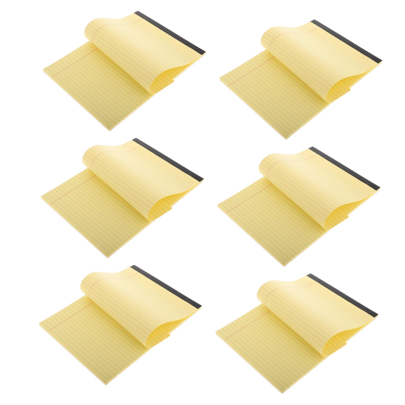 NUOBESTY 6 Pezzi Blocco Note Giallo A4 Formato con Righe e Design a Sezioni Strappabili, Quaderno per Appunti in Fibra di Legno per Scuola e Uso Quotidiano