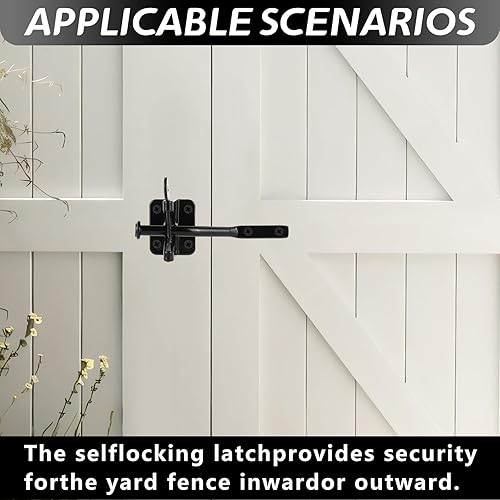 Miniatura 6 de Pestillo de puerta autoblocante para valla de madera resistente, cerradura automática de puerta de palanca de gravedad con cierres más largos y
