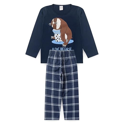 Pijama Longo Infantil Menino Blusa e Calça Preguiçando