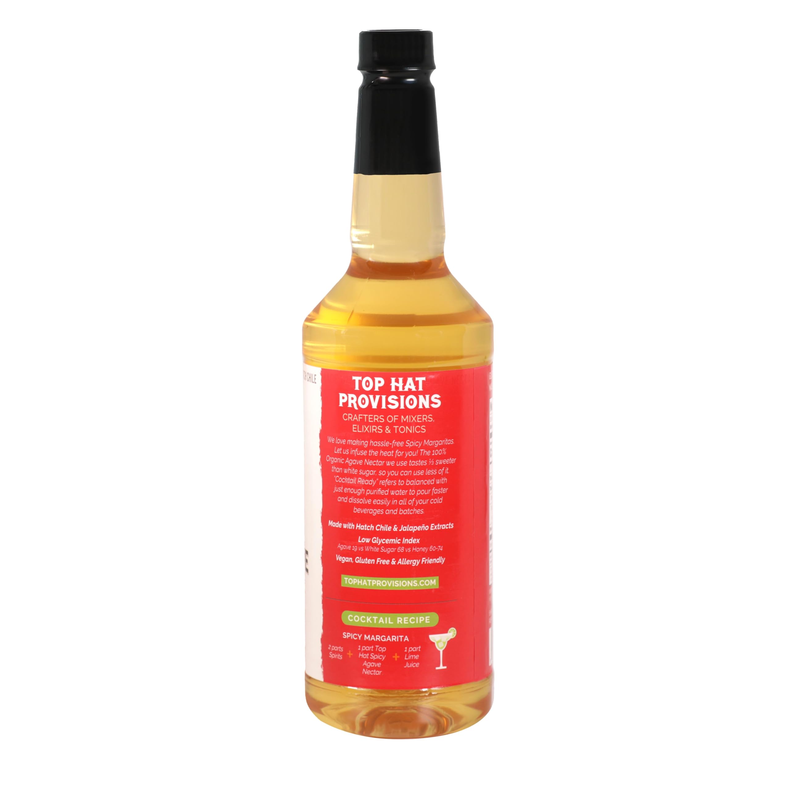 Amazon.com : Top Hat Spicy Agave Nectar - Made with 100% Organic Agave  Nectar, Hatch Chile & Jalapeo - Lower Calorie Hot Agave Syrup Sweetener  for Margaritas, Cocktails, Mocktails, Lemonades, Soda, Coffee,