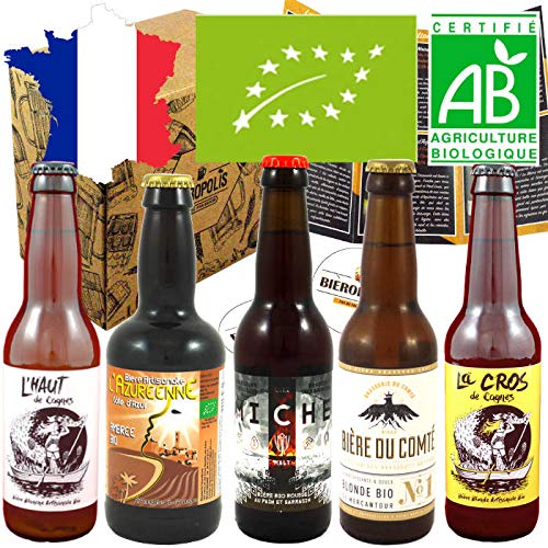 Pack Bières Bio Bieropolis - 5 Bières Artisanales Bio françaises de Microbrasseries - 33 cl - cadeau idéal pour...