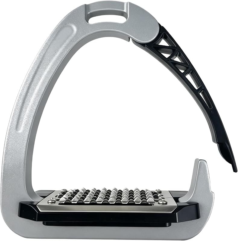 THREE ARCHERS Side Opening Safety Stirrups with 4.7”Anti-Slip Grated Tread | Breakaway Stirrups for Adults,1 Pair Lightweight English Riding Stirrups for Dressage/Jumping/Trail Riding