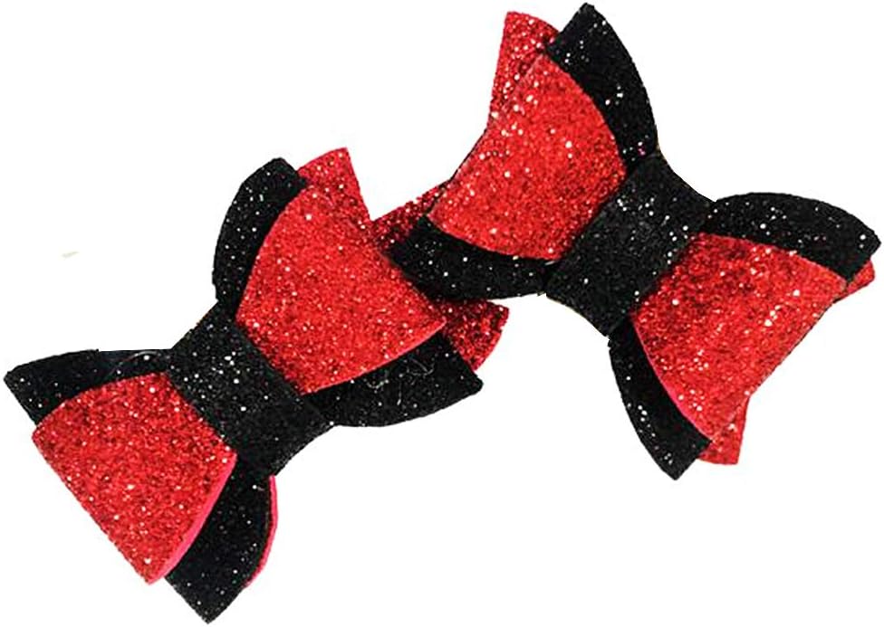 Myartbucket Pair of Pets tiktok Bow Clip for Dogs and Cats, red - Black Color