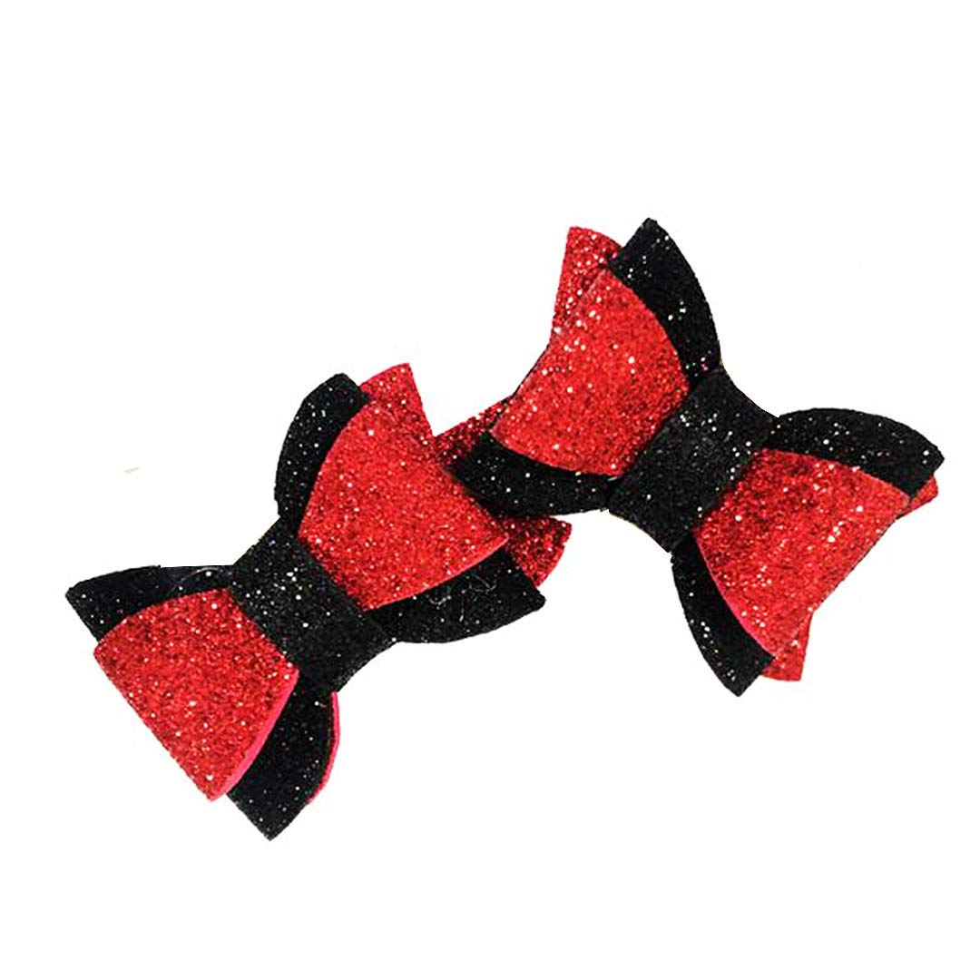 Myartbucket Pair of Pets tiktok Bow Clip for Dogs and Cats, red - Black Color