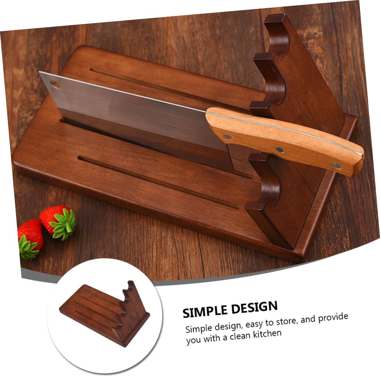 Acacia Wood Cutter Storage Holder Thick Solid Wood Cutting Tool Rack with Protective Slot Kitchen Organizer for Cutters and Knives