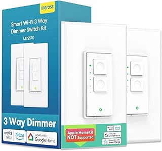 meross 3-Way Dimmer Smart Switch for LED Light, 3-Way Light Switch, Neutral Wire Required, Compatible with Alexa, Hey Google and SmartThings, 2.4GHz Wi-Fi, Remote and Voice Control, No Hub Required