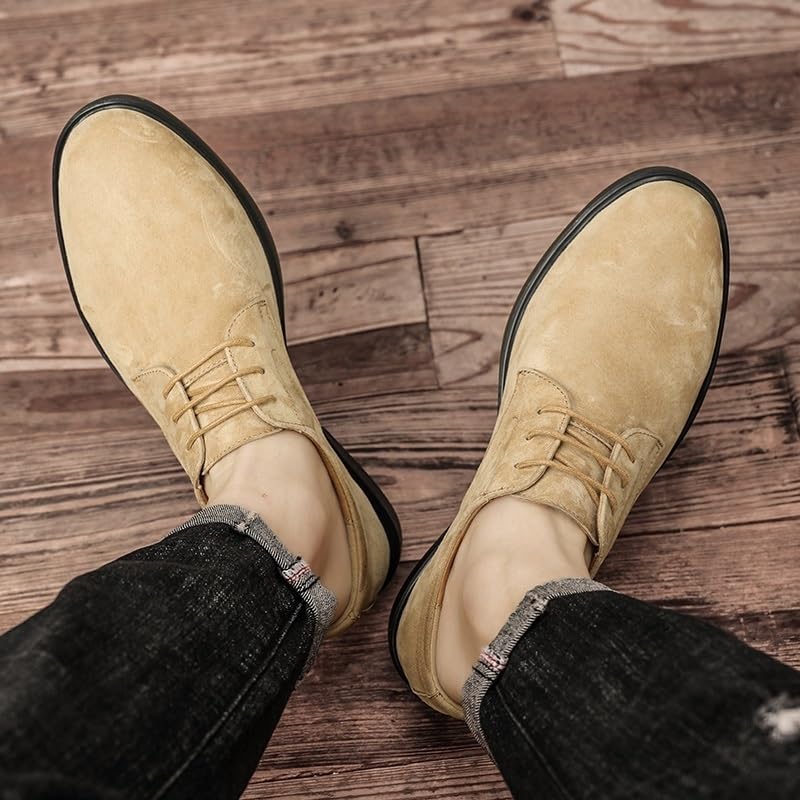 Men's Casual Oxford Shoes Suede Lace-up Breathable Rubber Sole Low Top Business Office Working Shoes3
