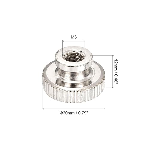 Miniatura 6 de uxcell Tuercas moleteadas, 10 piezas de perillas redondas de hierro M4x0.0.276 in para piezas de impresora 3D, tono plateado