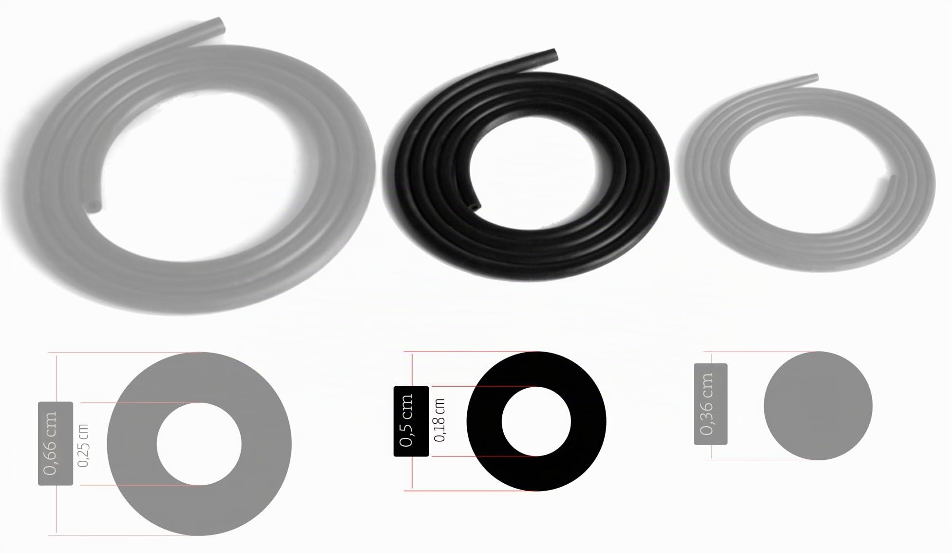 Tubo flexible conductor para electroestimulador ESTIM TENS (goma y silicona, 1 m, 5 mm de diámetro)