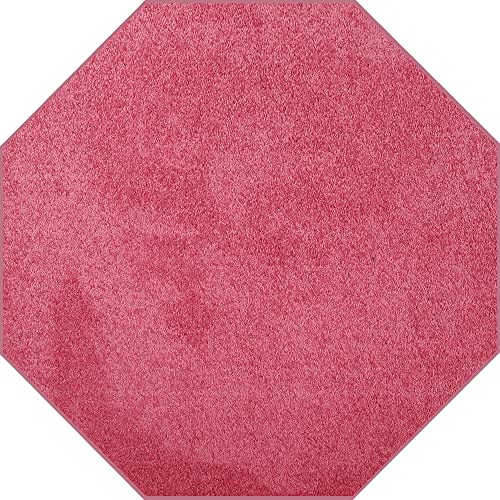 Pet Friendly Solid Color Area Rugs Pink - 2' Octagon, Indoor, Stain & Fade Resistant, Perfect for Living Room, Bedroom, Dining Room, Entryway, Doorway, Pet & Kids Friendly Rug, Wedding, Made in USA