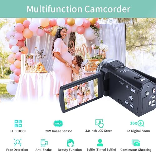 Miniatura 3 de ORDRO Camcorders HDV-V12 HD 1080P Video Camera Recorder Infrared Night Vision Camera Camcorders with 16G Memory Card and 2 Batteries